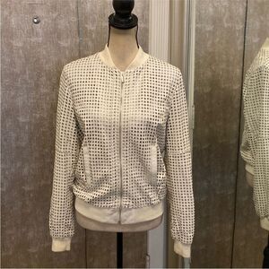 Tenax White laser cut genuine leather Jacket, M